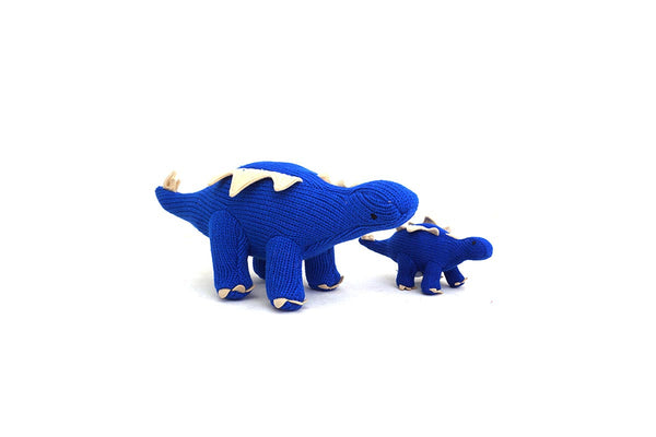 Fair trade knitted blue dinosaur