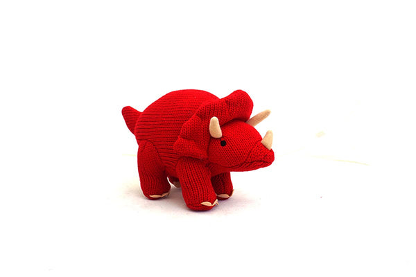 Knitted red dinosaur