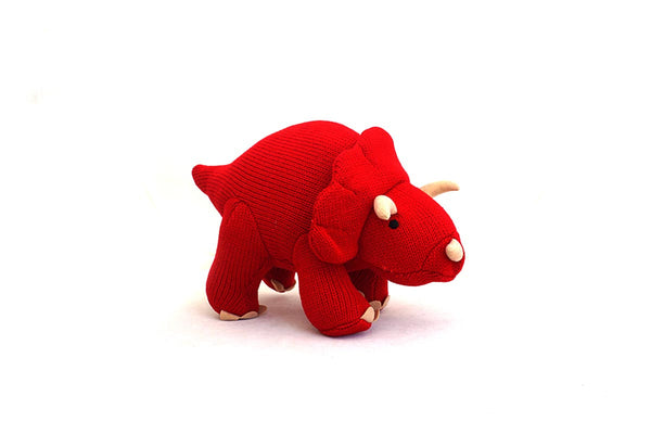 Knitted red dinosaur