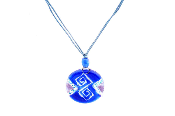 Blue Recycled Glass Pendant Necklace
