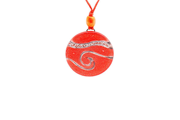Red Recycled Glass Pendant Necklace