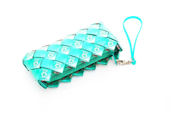 Recycled Juice Carton Clutch Bag Green