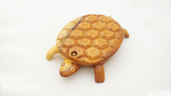 Fair Trade wooden turtle box with sliding lid