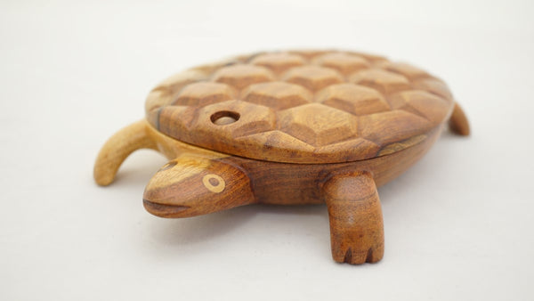 Fair Trade wooden turtle box with sliding lid