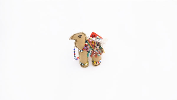 Fair Trade embroidered camel key ring