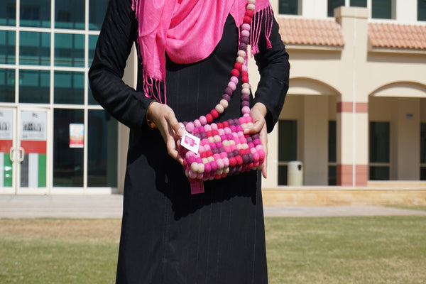 Handbag pink bobbles