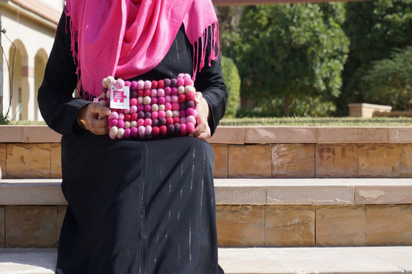 Handbag pink bobbles