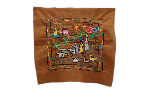 Fair Trade Hand Embroidered Wall Hanging Brown