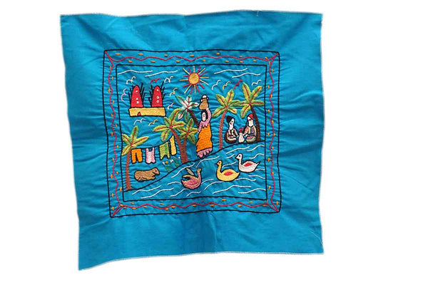 Fair Trade Hand Embroidered Wall Hanging Blue