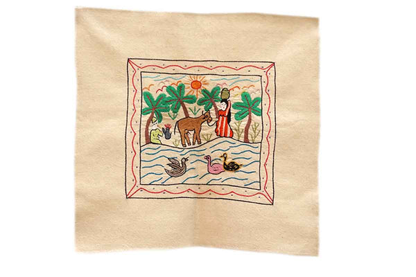 Fair Trade Hand Embroidered Wall Hanging Brown