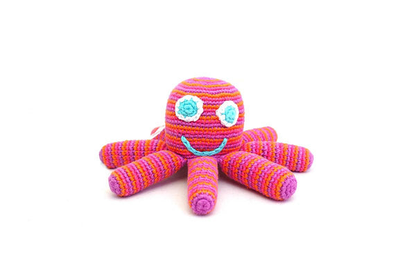 Handmade Crochet Fair Trade Pink Octopus Rattle
