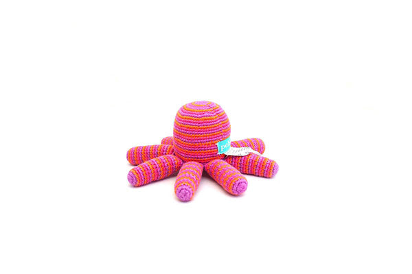 Handmade Crochet Fair Trade Pink Octopus Rattle