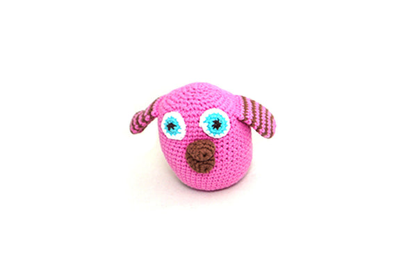 Fair trade pink owl baby rattle