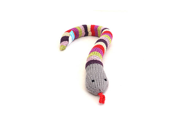 Knitted Snake Baby Rattle