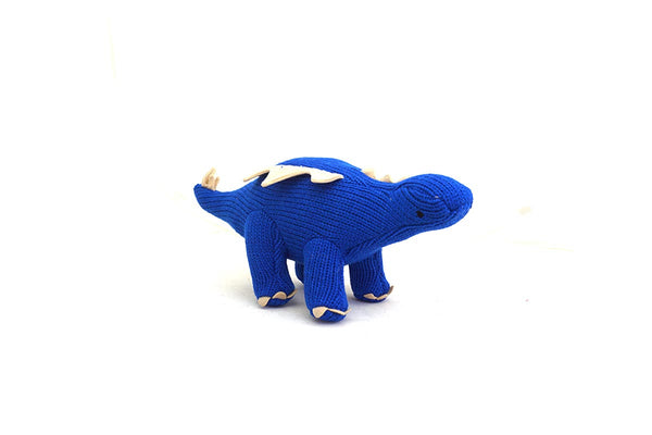 Fair trade knitted blue dinosaur