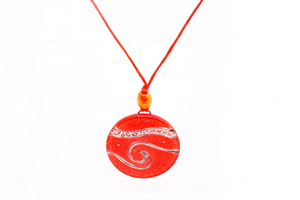 Red Recycled Glass Pendant Necklace