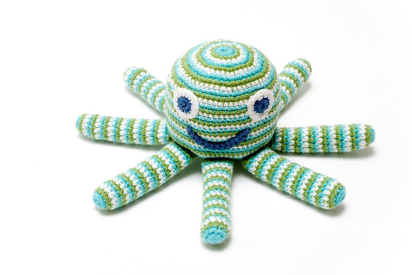 Crochet Octopus Rattle Blue/Green