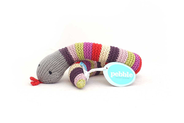 Knitted Snake Baby Rattle