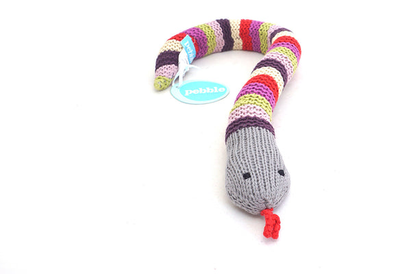 Knitted Snake Baby Rattle