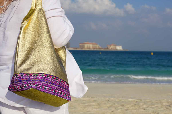 Gold Embroidered Tote Bag