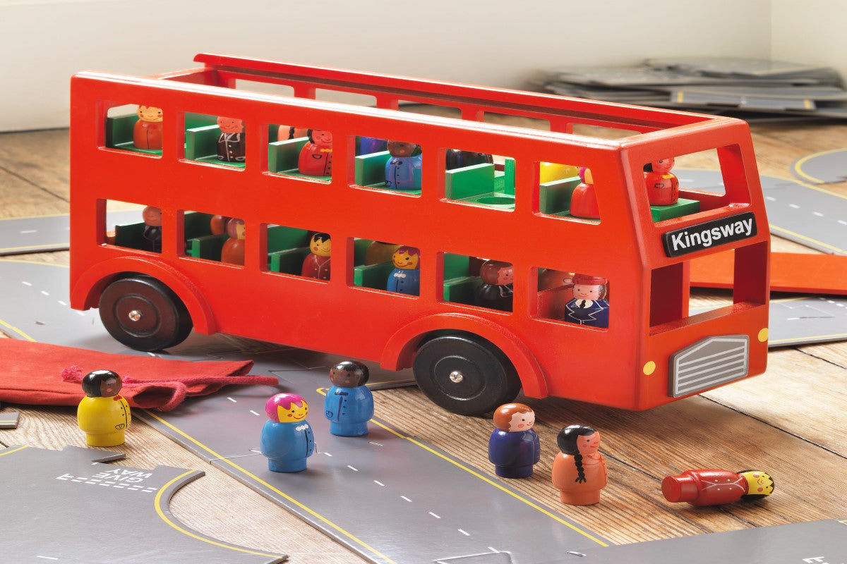 Fair Trade Wooden Toy Red Bus